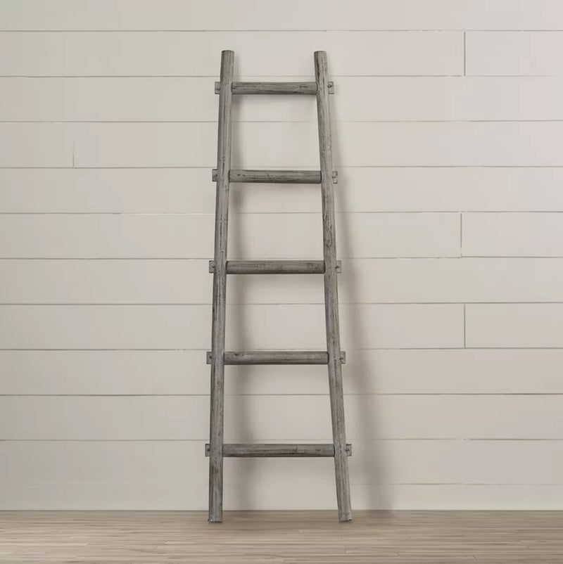 Screen Gems 5 Step Blankrock Decorative Wooden Ladder Grey-zoom-