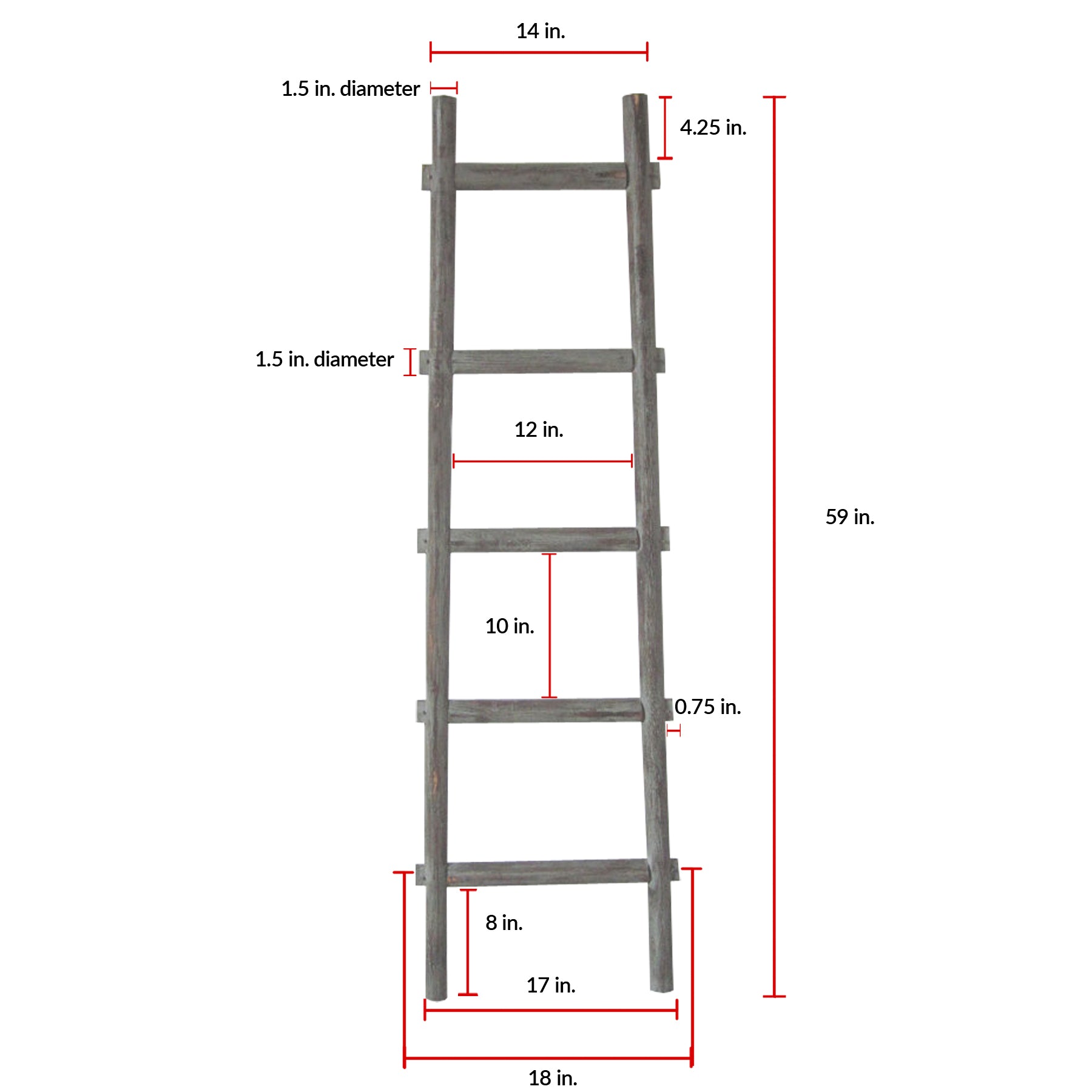 Screen Gems 5 Step Blankrock Decorative Wooden Ladder Grey-zoom-6