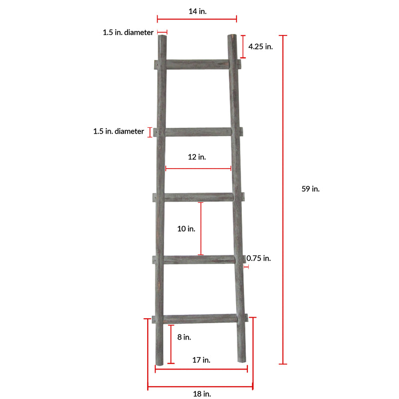 Screen Gems 5 Step Blankrock Decorative Wooden Ladder Grey-zoom-