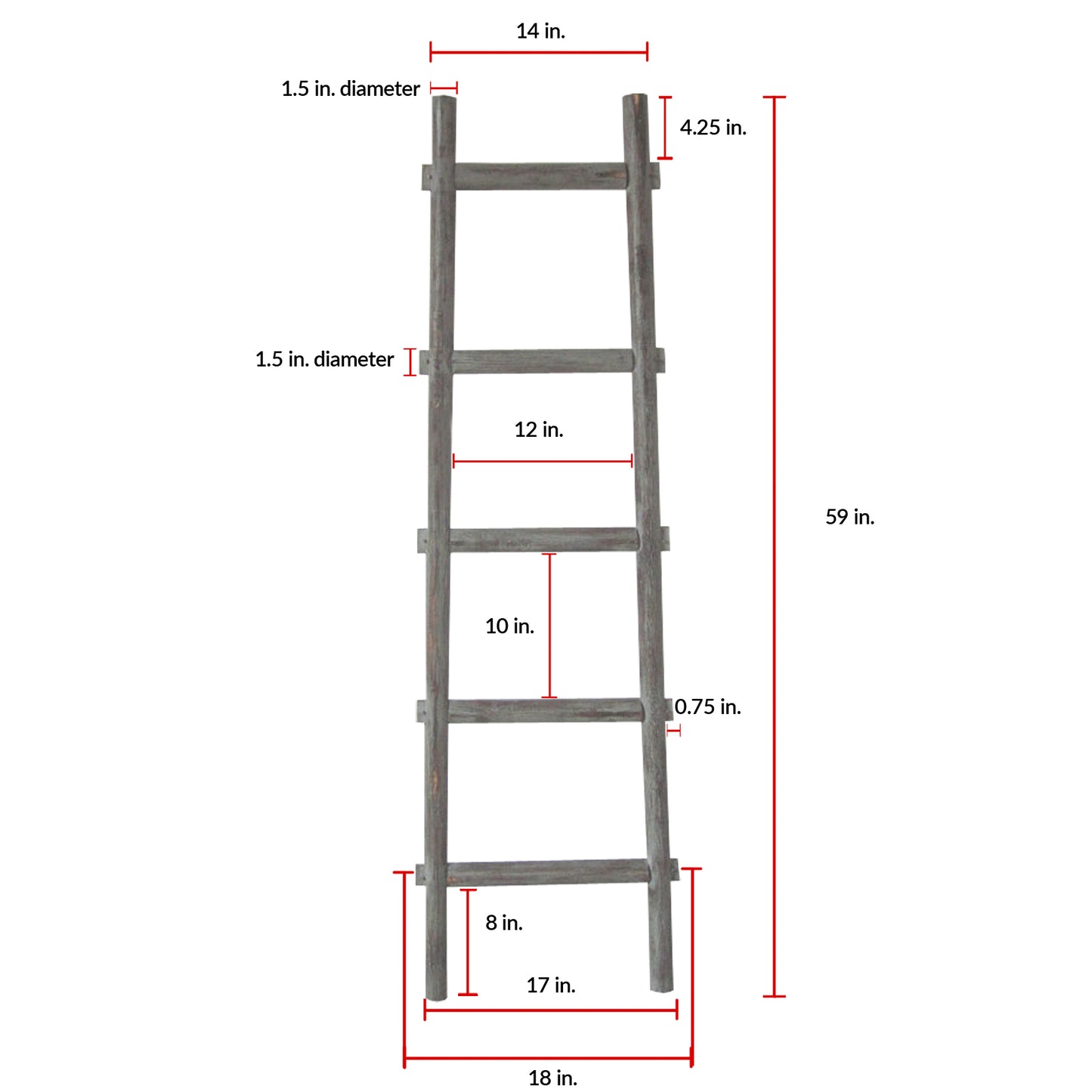 Screen Gems 5 Step Blankrock Decorative Wooden Ladder Grey