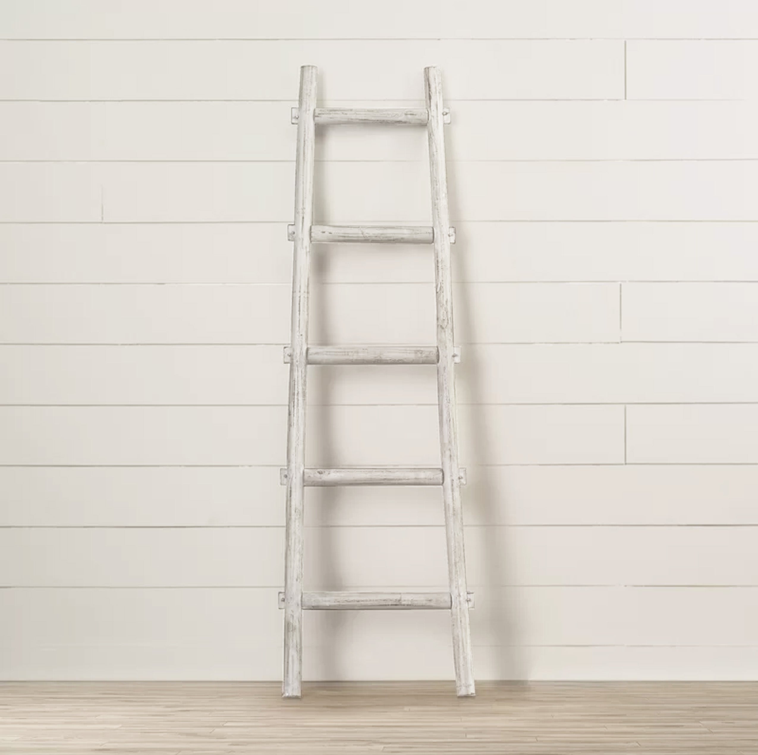Screen Gems 5 Step Blankrock Decorative Wooden Ladder White-zoom-1