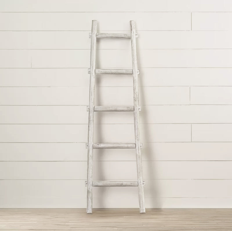 Screen Gems 5 Step Blankrock Decorative Wooden Ladder White-zoom-