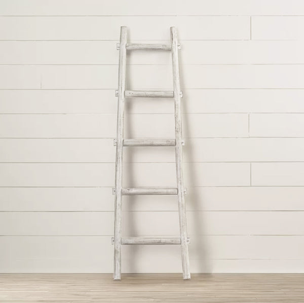 Screen Gems 5 Step Blankrock Decorative Wooden Ladder White