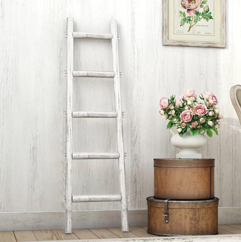 Screen Gems 5 Step Blankrock Decorative Wooden Ladder White-zoom-