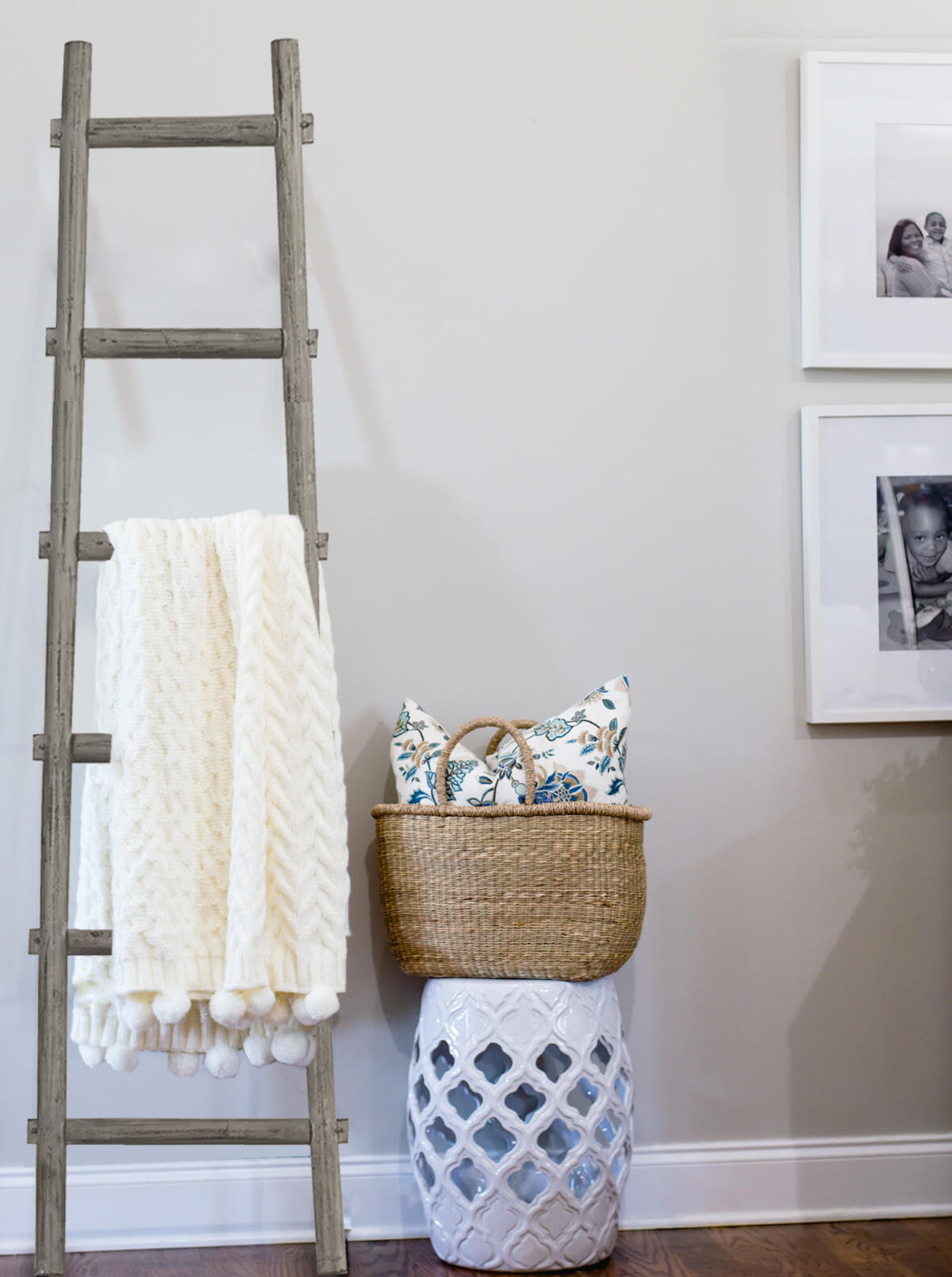 Screen Gems 6 Step Blankrock Decorative Wooden Ladder Grey-zoom-1