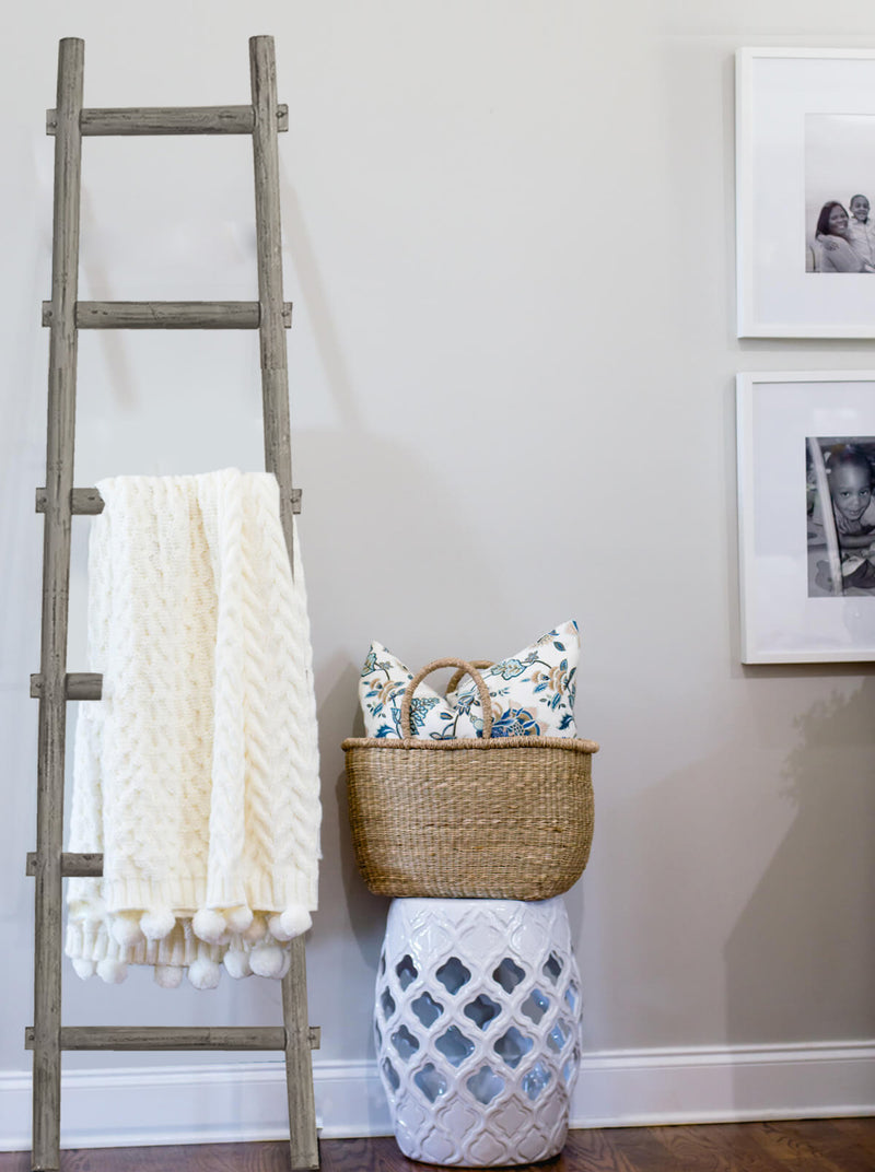Screen Gems 6 Step Blankrock Decorative Wooden Ladder Grey-zoom-