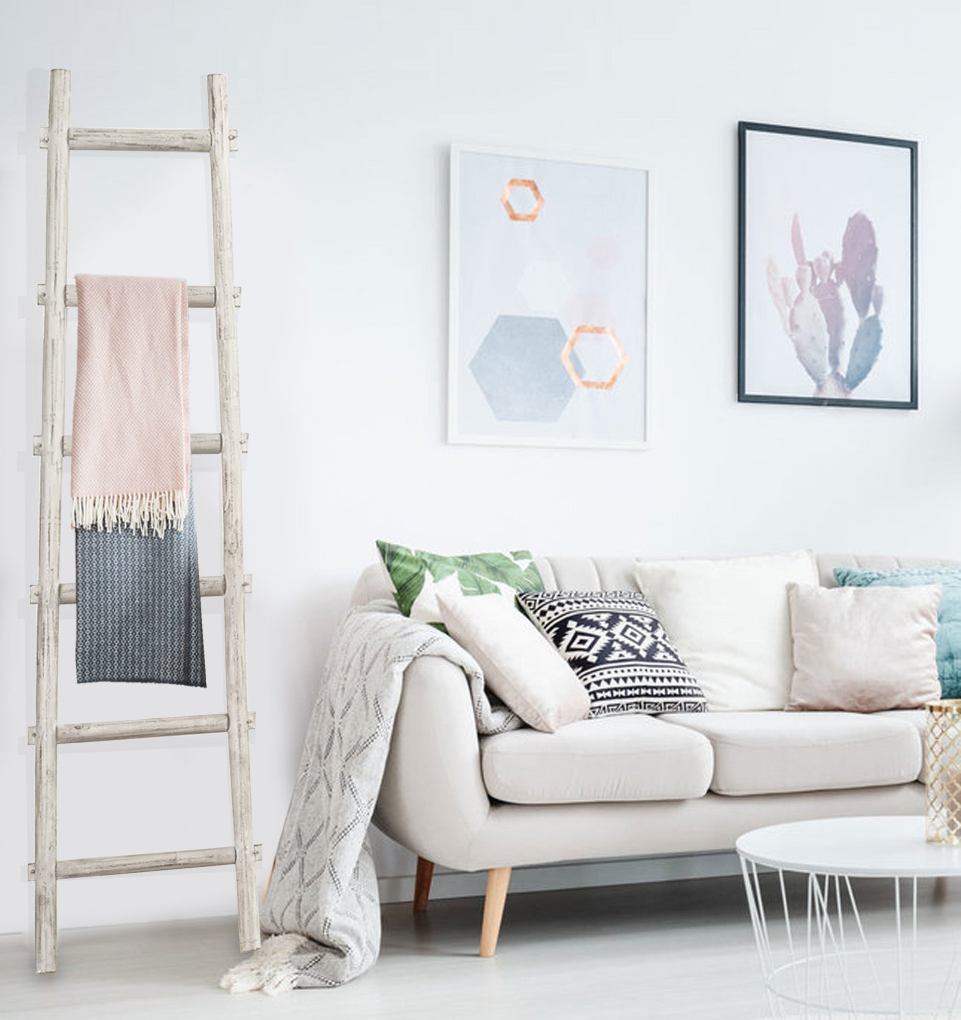 Screen Gems 6 Step Blankrock Decorative Wooden Ladder White-zoom-3