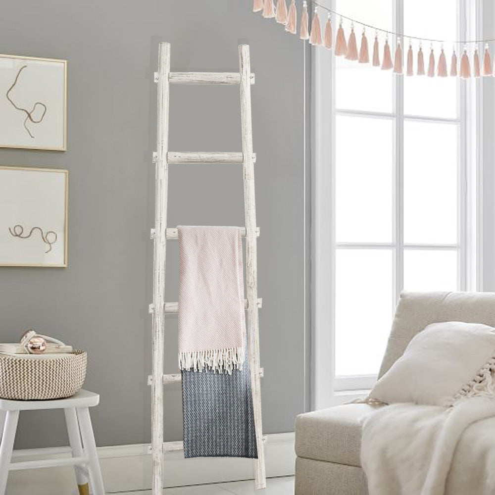 Screen Gems 6 Step Blankrock Decorative Wooden Ladder White-zoom-1