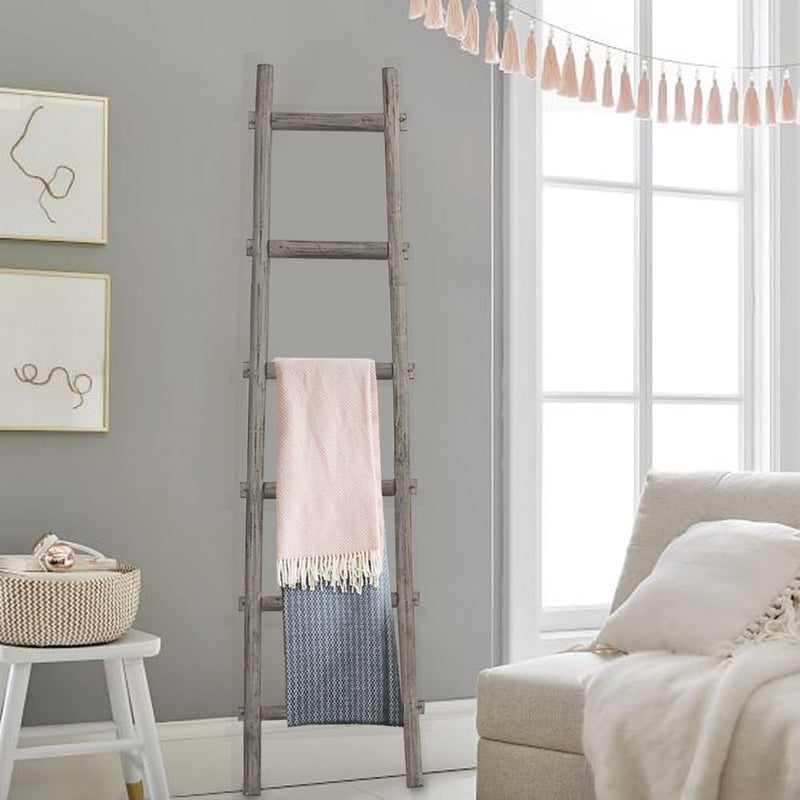 Screen Gems 6 Step Blankrock Decorative Wooden Ladder Grey-zoom-