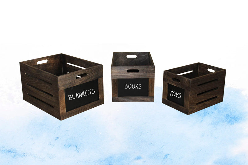 S/3 Box With Chalkboard Brown-zoom-