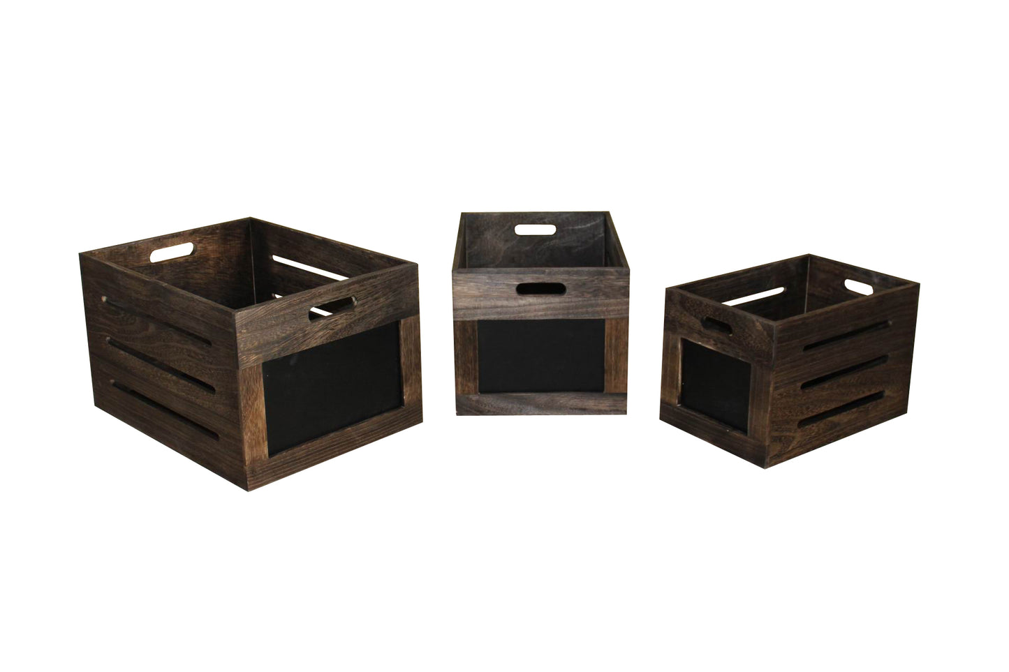 S/3 Box With Chalkboard Brown