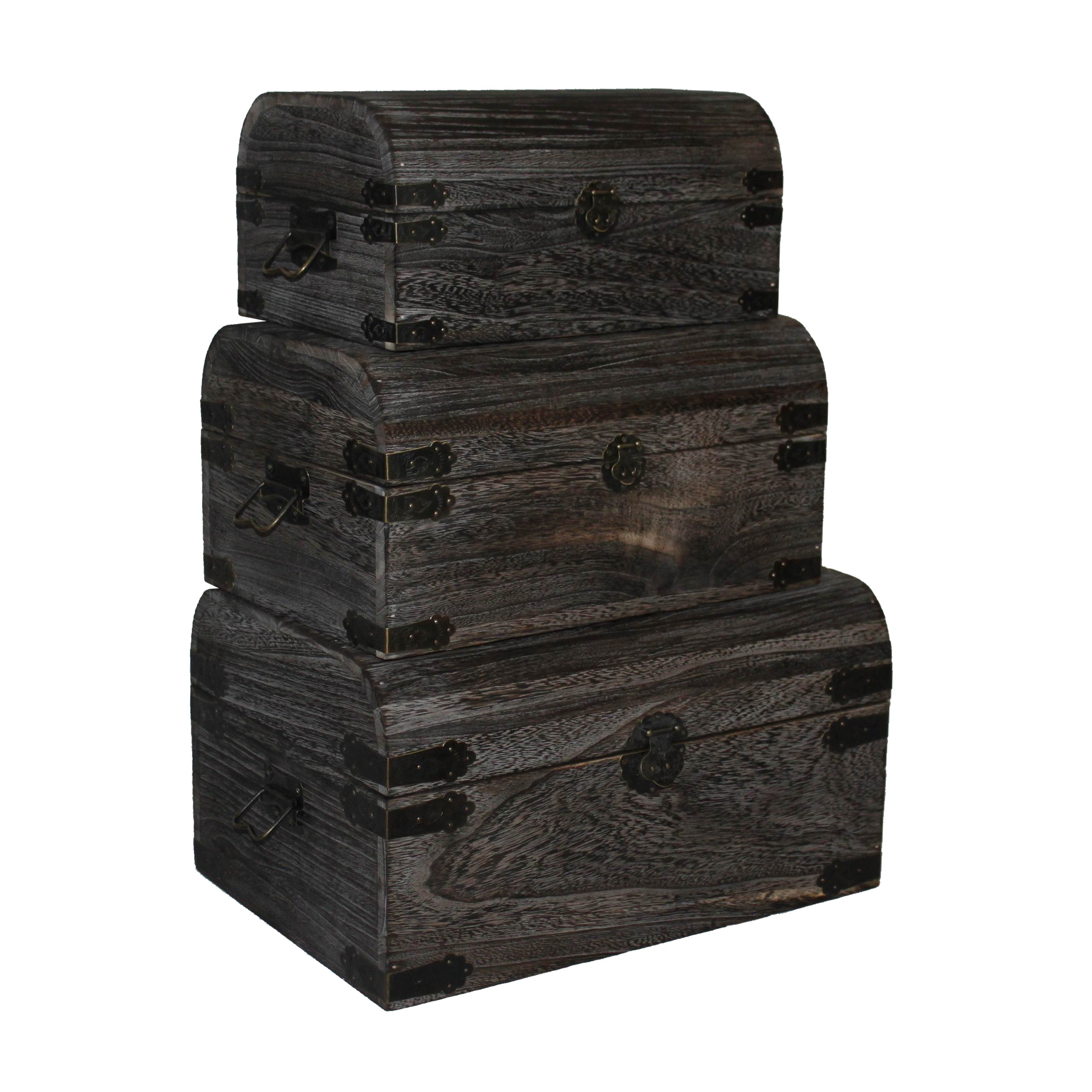 S/3 Box Middle Century Style Wooden Storage Boxes-zoom-1