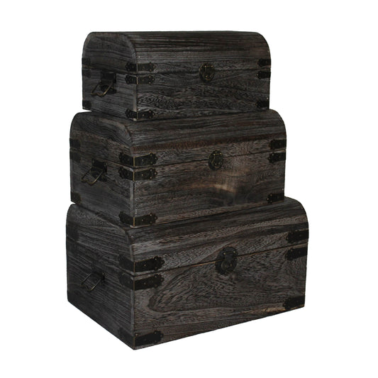 S/3 Box Middle Century Style Wooden Storage Boxes