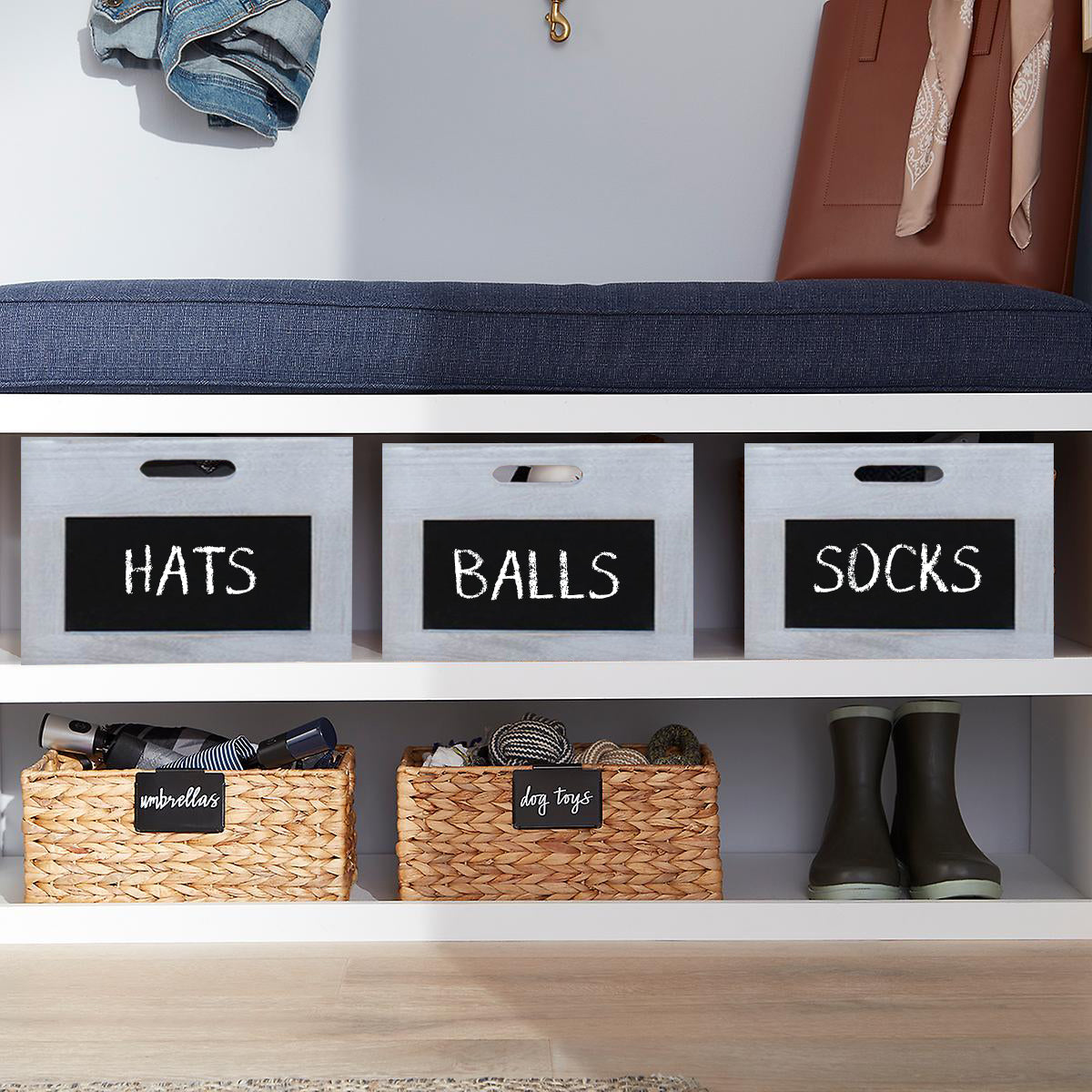 S/3 Storage Box With Chalkboard Grey