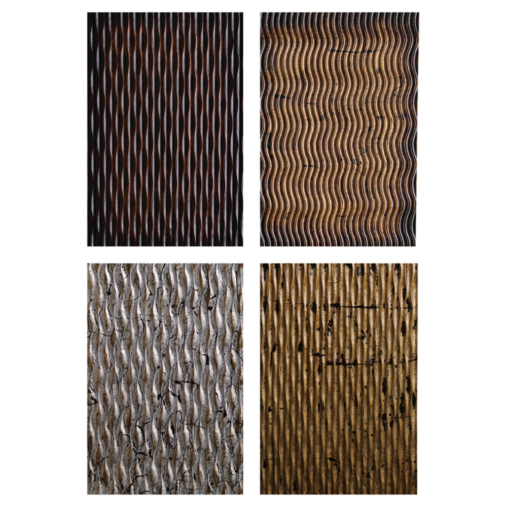Metallic Ridge Wall Art 4 Unique Set-zoom-2
