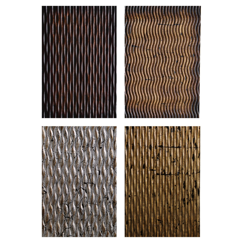 Metallic Ridge Wall Art 4 Unique Set-zoom-