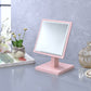 9.25 In Square Pastel Pink Bevelled Mirror On A Pedestal