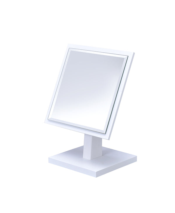 9.25 In Square White Bevelled Mirror On A Pedestal