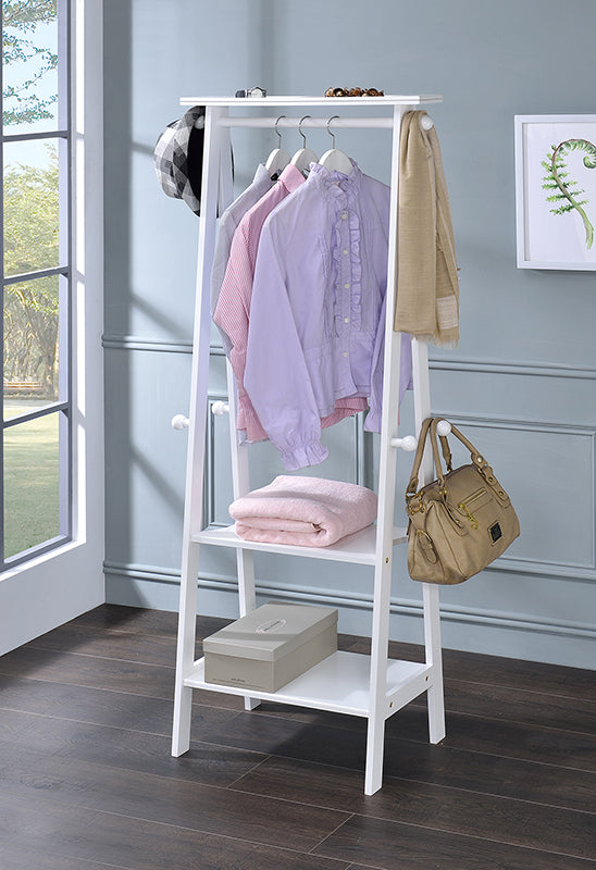 59" In White Garment Rack