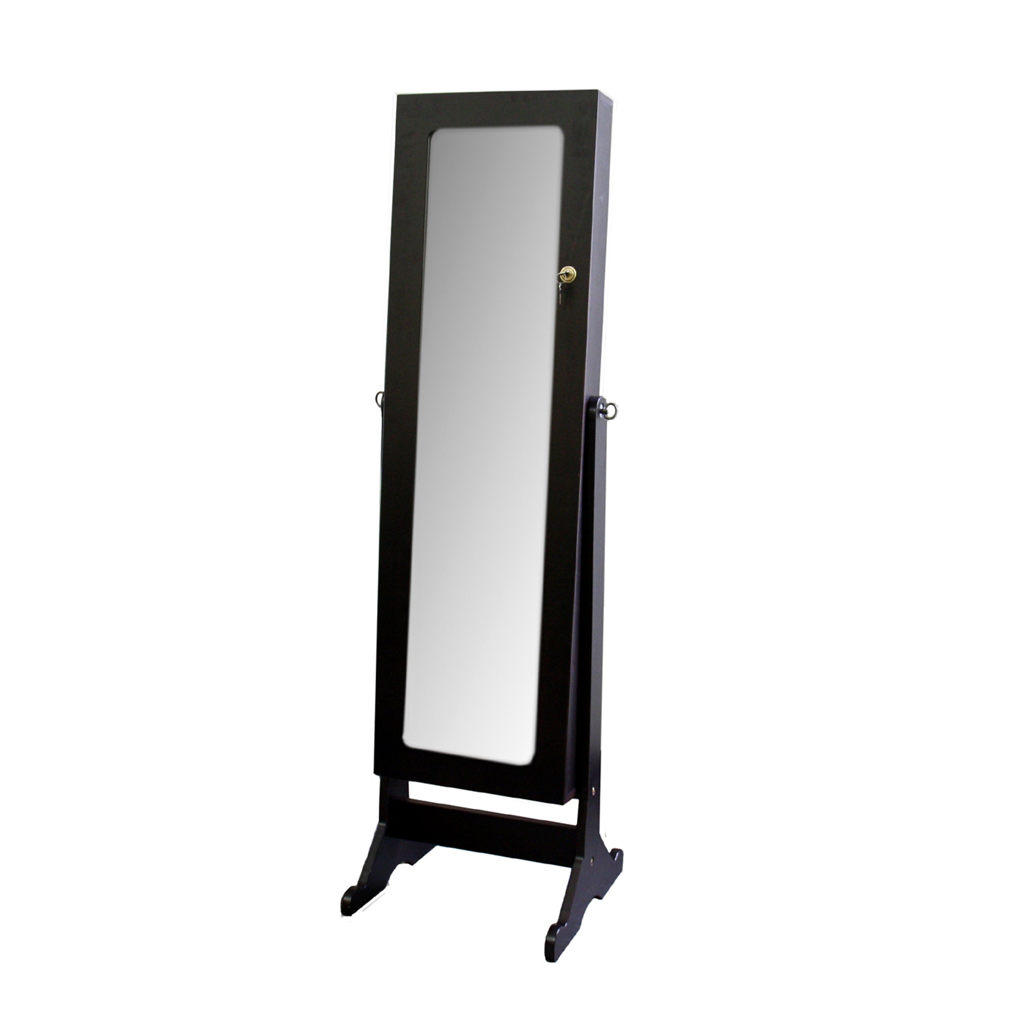 57" In Standing Jewelry Storage Mirror W/Key Lock Dark Cherry-zoom-1