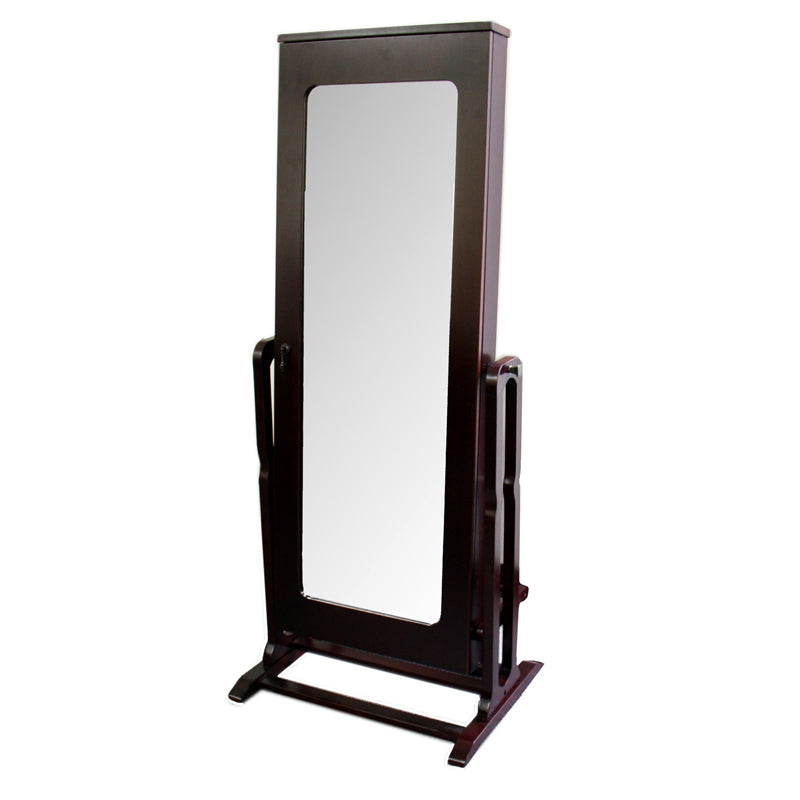 61" In Standing Jewelry Storage Mirror Dark Cherry