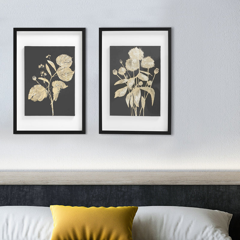 Gold Botanical Floral Framed Wall Art-zoom-