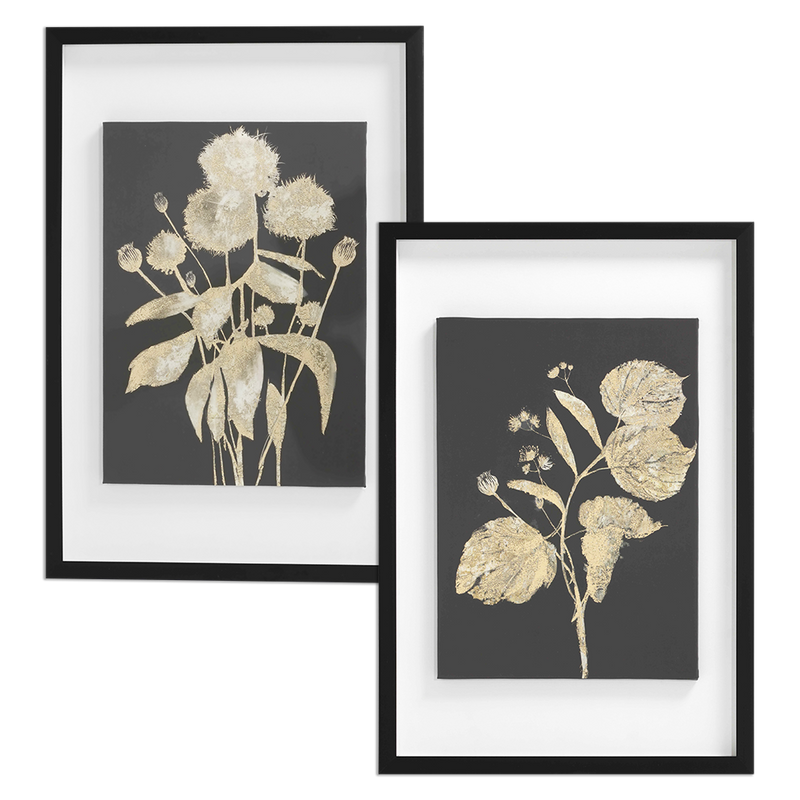 Gold Botanical Floral Framed Wall Art-zoom-
