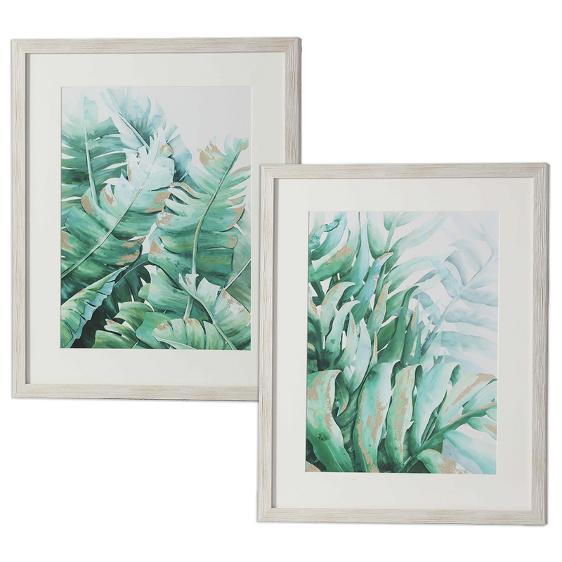 Green Leafs Framed Wall Art-zoom-