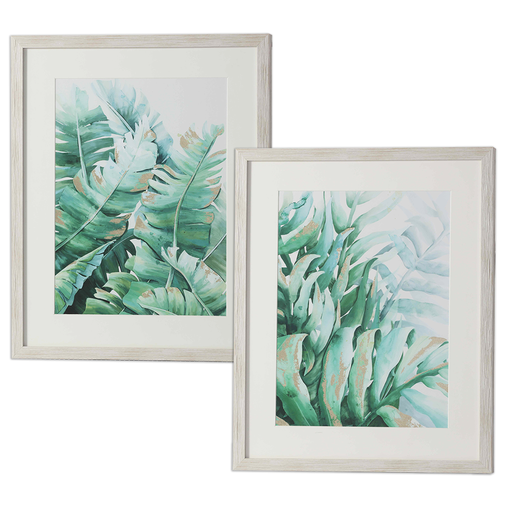 Green Leafs Framed Wall Art