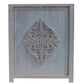 Three Panel Wooden Room Divider with Traditional Carvings and Cutouts, Blue