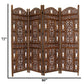 Handcrafted Wooden 4 Panel Room Divider Screen With Tiny Bells Reversible
