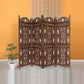 Handcrafted Wooden 4 Panel Room Divider Screen With Tiny Bells Reversible