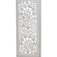 Handcrafted Wooden 4 Panel Room Divider Screen Featuring Lotus Pattern Reversible White