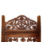 Handcrafted Wooden 4 Panel Room Divider Screen Featuring Lotus Pattern Reversible Brown