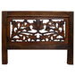 Handcrafted Wooden 4 Panel Room Divider Screen Featuring Lotus Pattern Reversible Brown