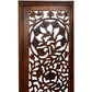 Handcrafted Wooden 4 Panel Room Divider Screen Featuring Lotus Pattern Reversible Brown