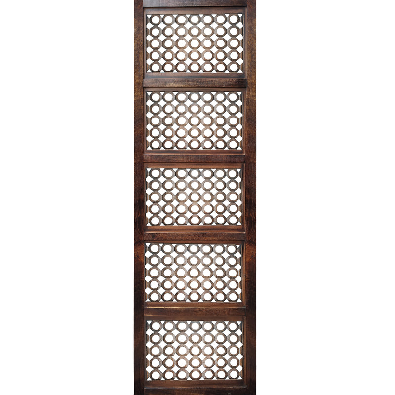 Decorative Mango Wood Wall Panel With See Through Circular Pattern Brown-zoom-