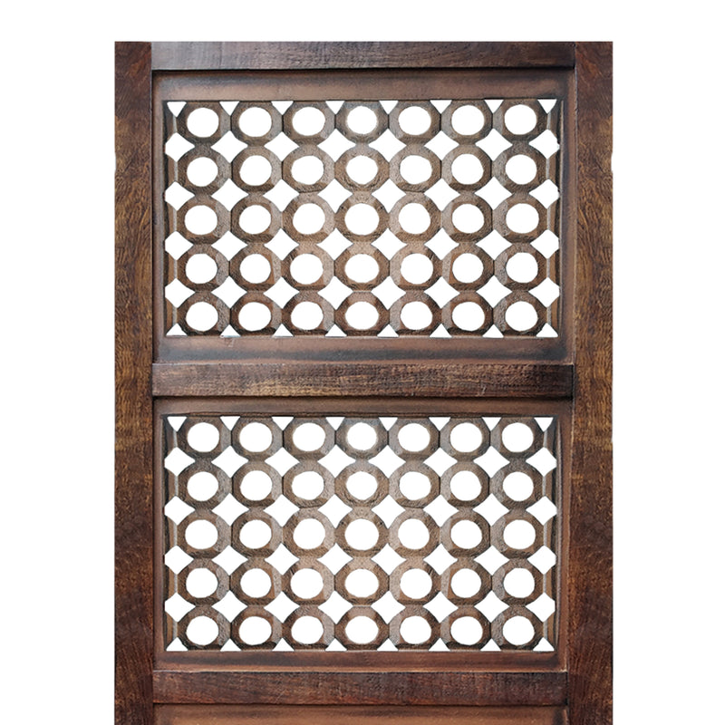 Decorative Mango Wood Wall Panel With See Through Circular Pattern Brown-zoom-