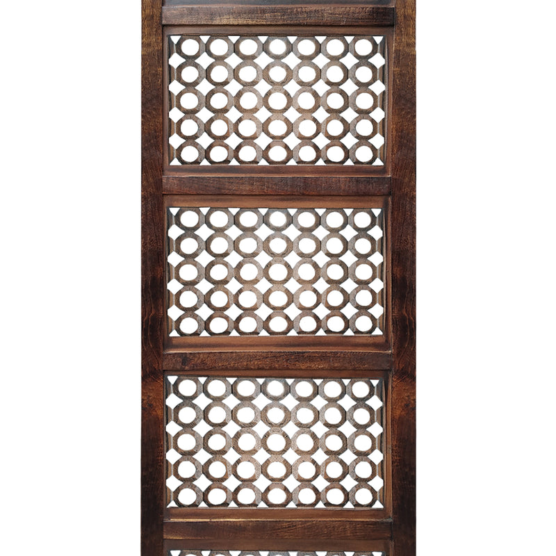 Decorative Mango Wood Wall Panel With See Through Circular Pattern Brown-zoom-