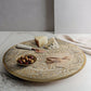 Round Mango Wood Decorative Carved Turntable Lazy Susan With Filigree Engraving Brown