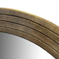 Round Layered Wooden Frame Decor Wall Mirror With Hand Carved Texture Brown