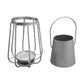 Ambient 12 Inch Vintage Style Iron Candle Stand Lantern Sleek Curved Handle Metallic Silver