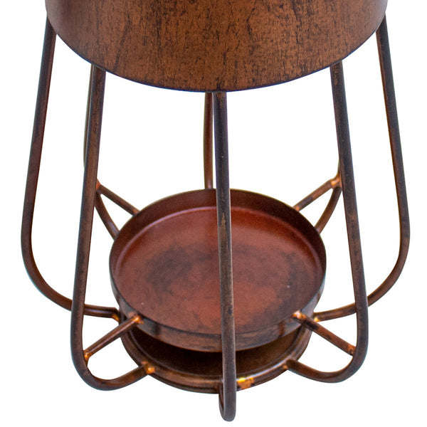 Ambient 12 Inch Vintage Style Iron Candle Stand Lantern Sleek Curved Handle Rustic Bronze-zoom-5