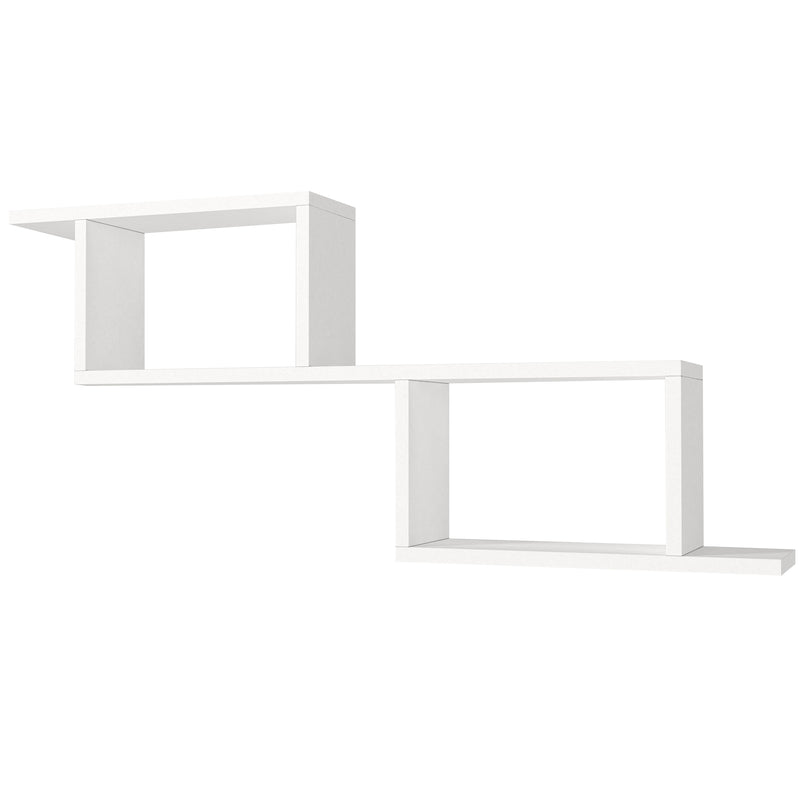 40 Inch Decorative Wooden Wall Mounted Cubby Shelf White-zoom-