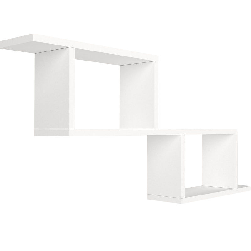 40 Inch Decorative Wooden Wall Mounted Cubby Shelf White-zoom-