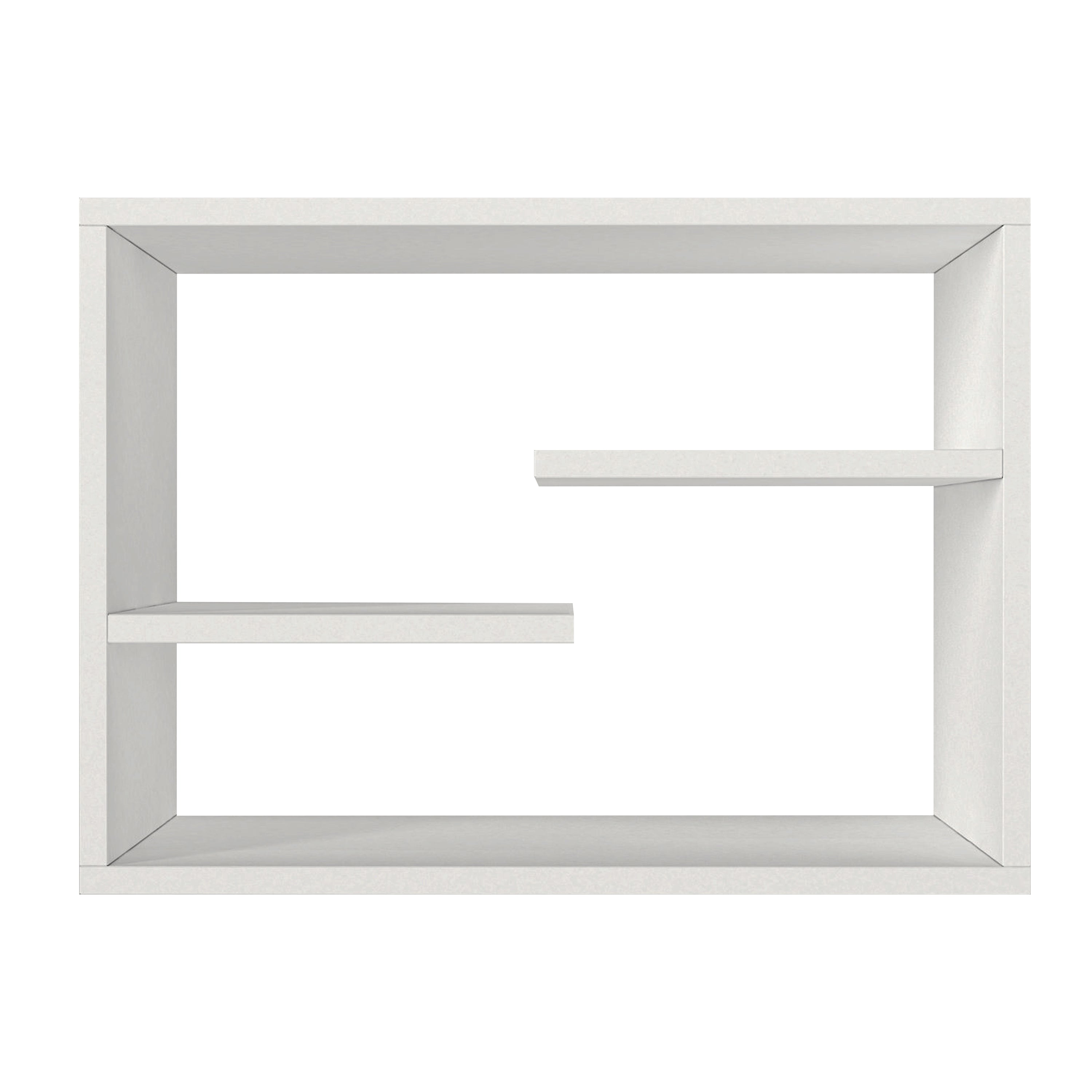 24 Inch Decorative Rectangular Wood Floating Wall Shelf With 3 Tier Storage White-zoom-2