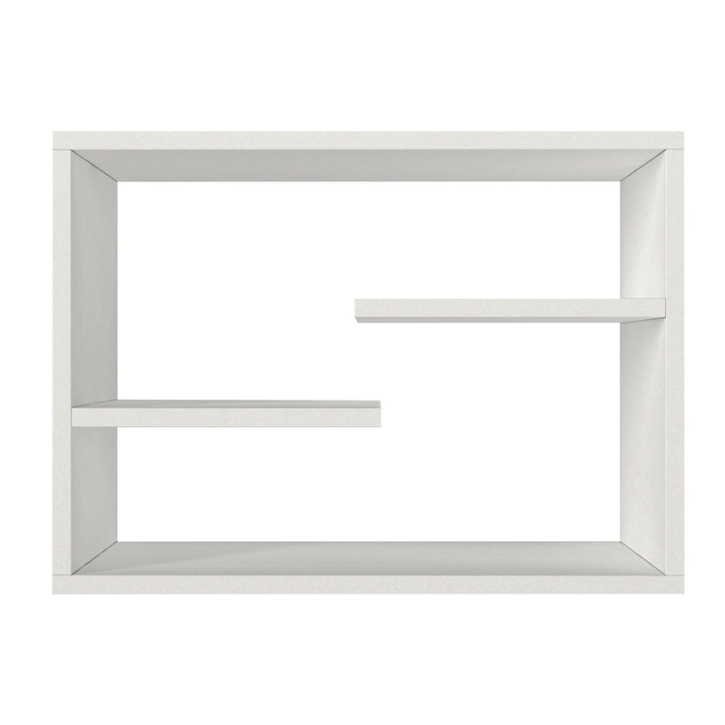 24 Inch Decorative Rectangular Wood Floating Wall Shelf With 3 Tier Storage White-zoom-