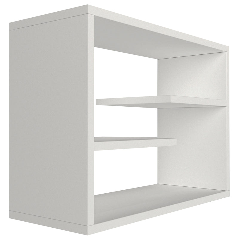 24 Inch Decorative Rectangular Wood Floating Wall Shelf With 3 Tier Storage White-zoom-