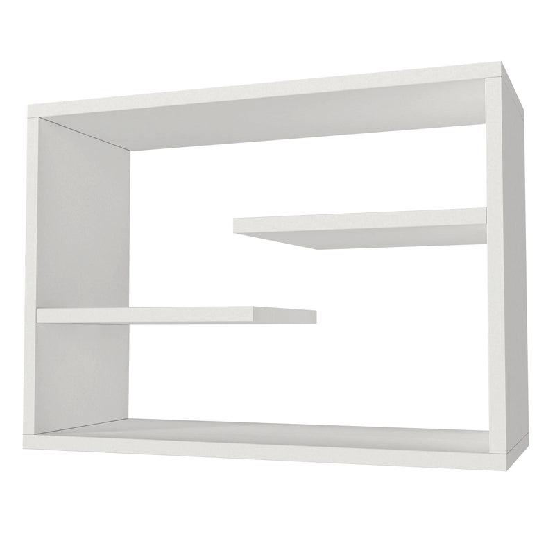 24 Inch Decorative Rectangular Wood Floating Wall Shelf With 3 Tier Storage White-zoom-