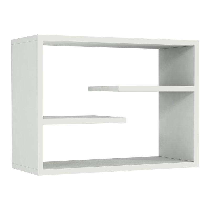 24 Inch Decorative Rectangular Wood Floating Wall Shelf With 3 Tier Storage White-zoom-
